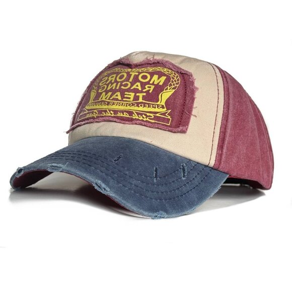 Lukkizara Motorcycle Racing Hat, Retro Vintage Style, Adjustable Strap Distresse - Picture 1 of 4